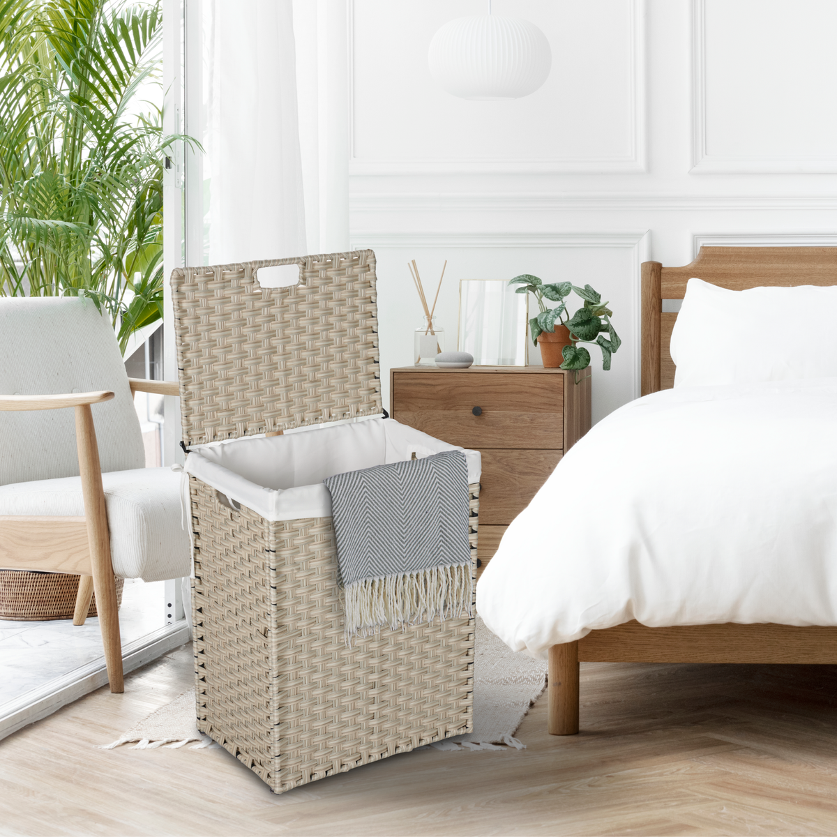 Laundry Hamper With Lid PE Rattan