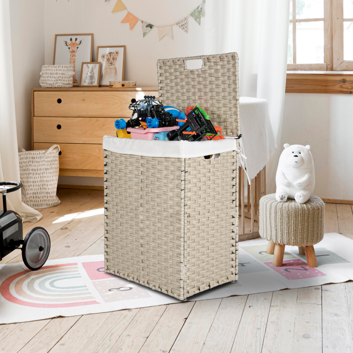 Laundry Hamper With Lid PE Rattan