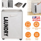 82L/21.6Gal Large Rolling Laundry Hamper Collapsible Tall Laundry Basket with Wheels