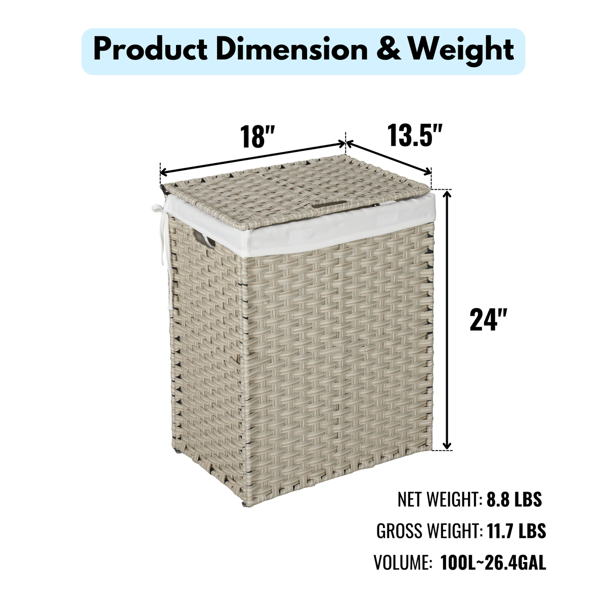 Laundry Hamper With Lid PE Rattan
