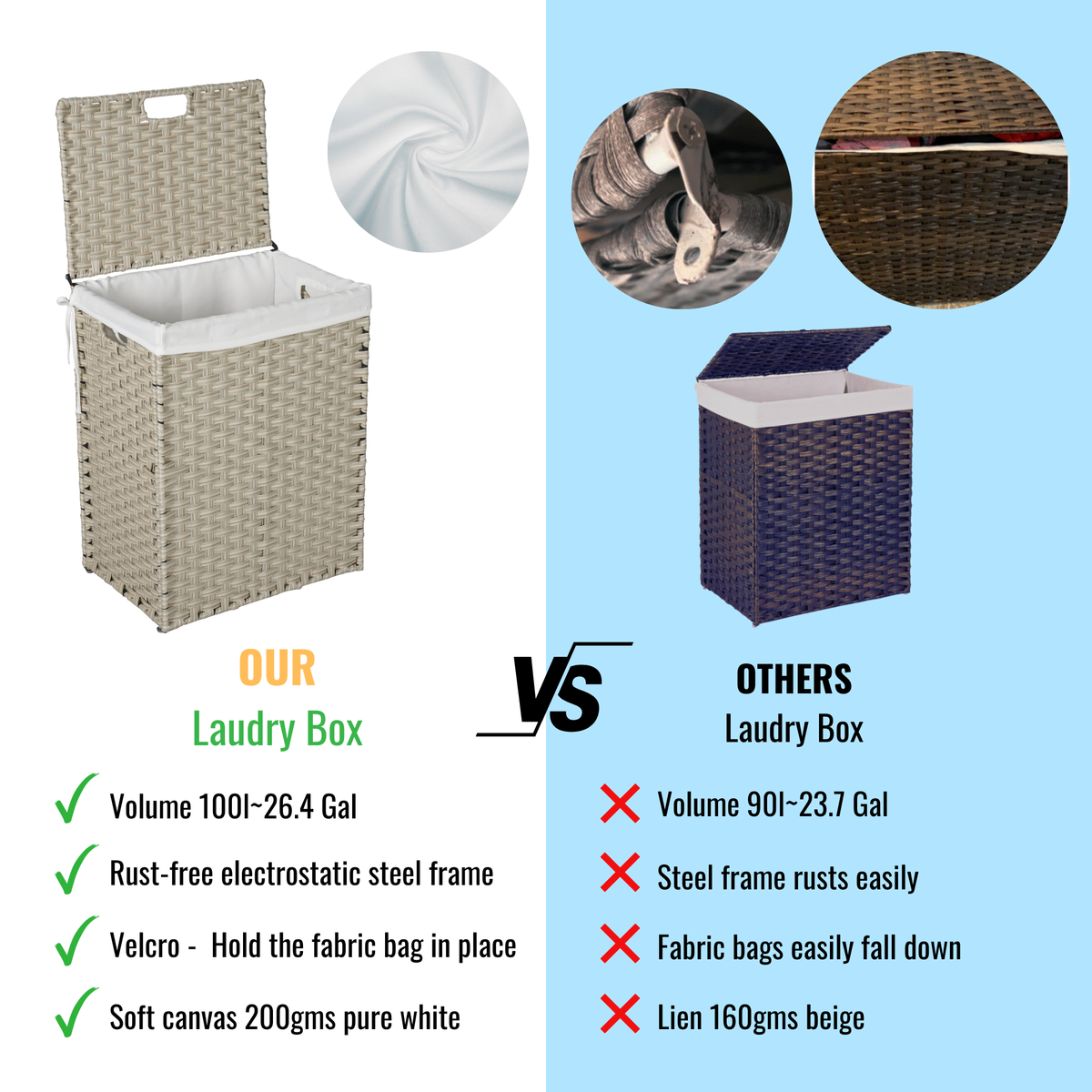 Laundry Hamper With Lid PE Rattan