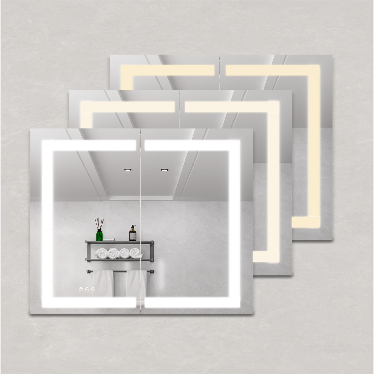 36 x 30 inch Medicine Cabinet with LED Vanity Mirror Anti-Fog