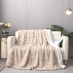 DaDalogy Bedding Champagne Ivory Faux Fur Throw Blanket