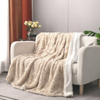 DaDalogy Bedding Champagne Ivory Faux Fur Throw Blanket