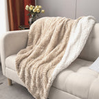 DaDalogy Bedding Champagne Ivory Faux Fur Throw Blanket