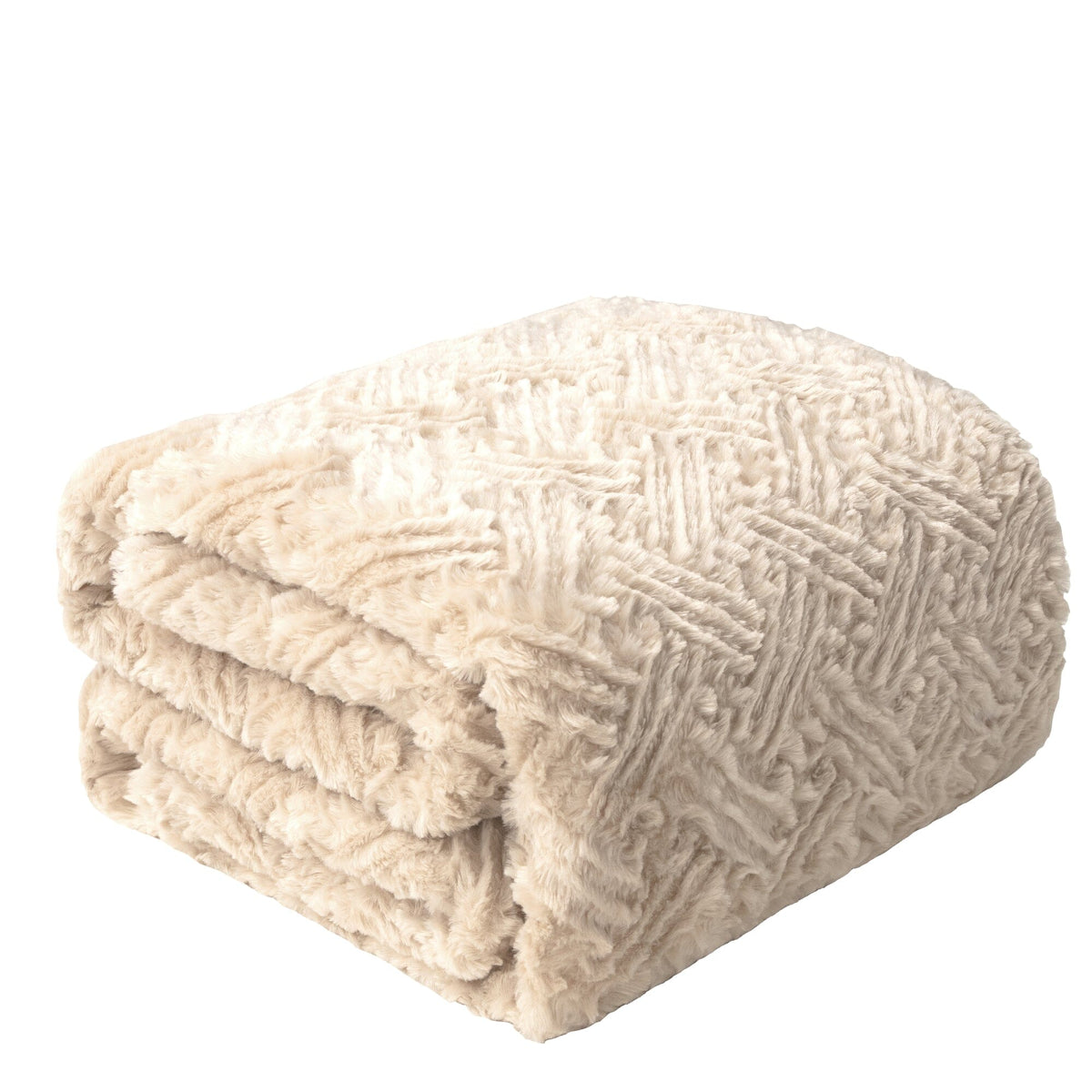 DaDalogy Bedding Champagne Ivory Faux Fur Throw Blanket