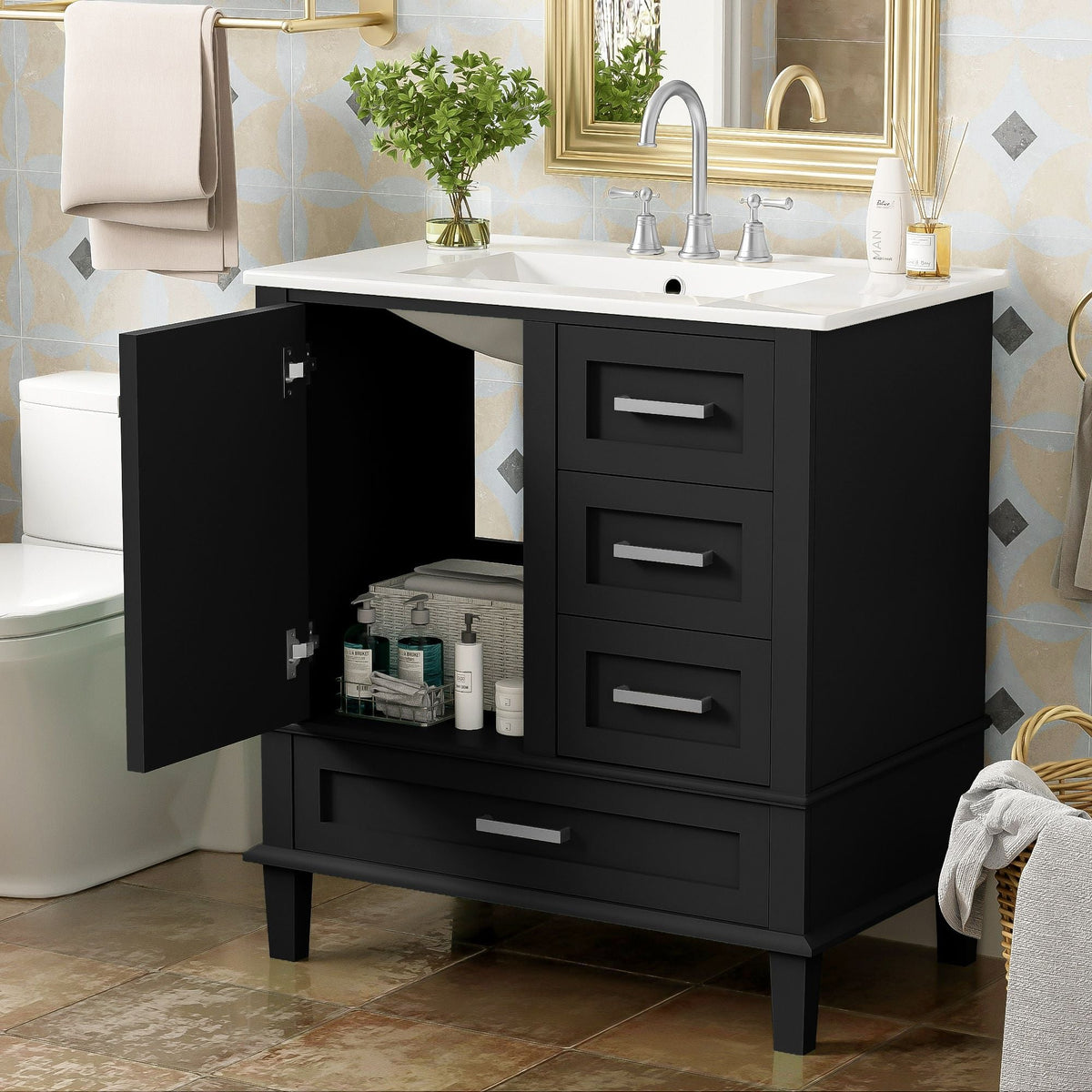 Modern Bathroom Cabinet With Sink Combo Set