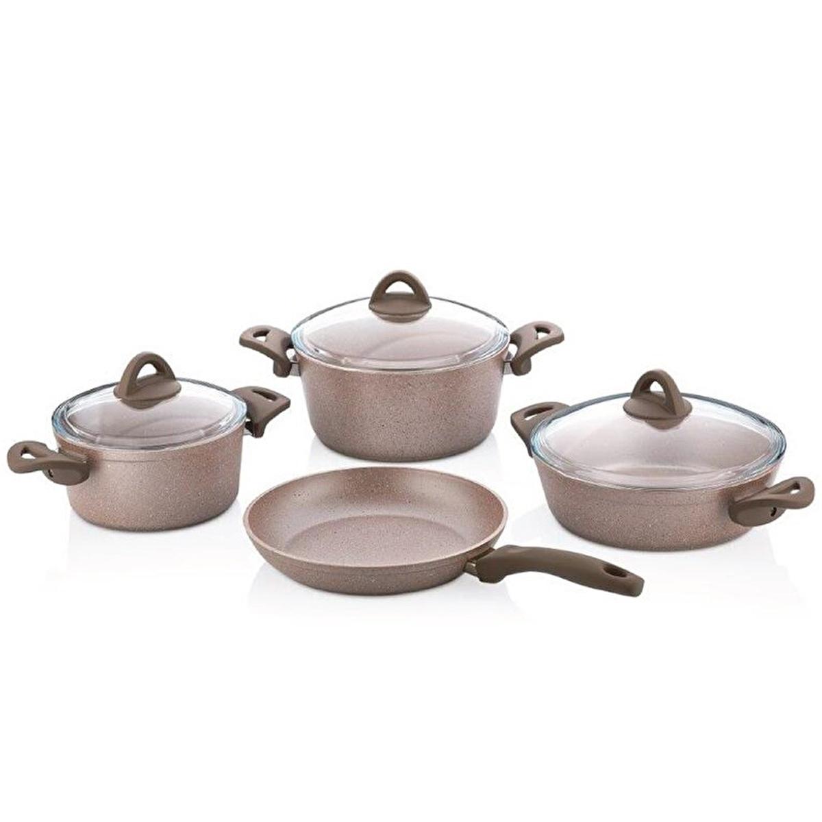 Papilla Non-Stick Cookware Set - 7 Piece Aluminum Pots and Pans