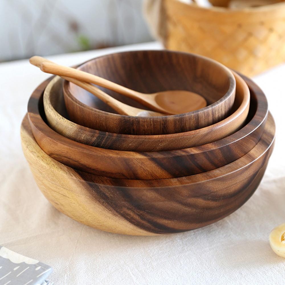 Kitchen Natural Wooden Bowl Household