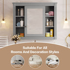 Wall Mounted Bathroom Storage Cabinet With Mirror, Cabinet With 6 Open Shelves