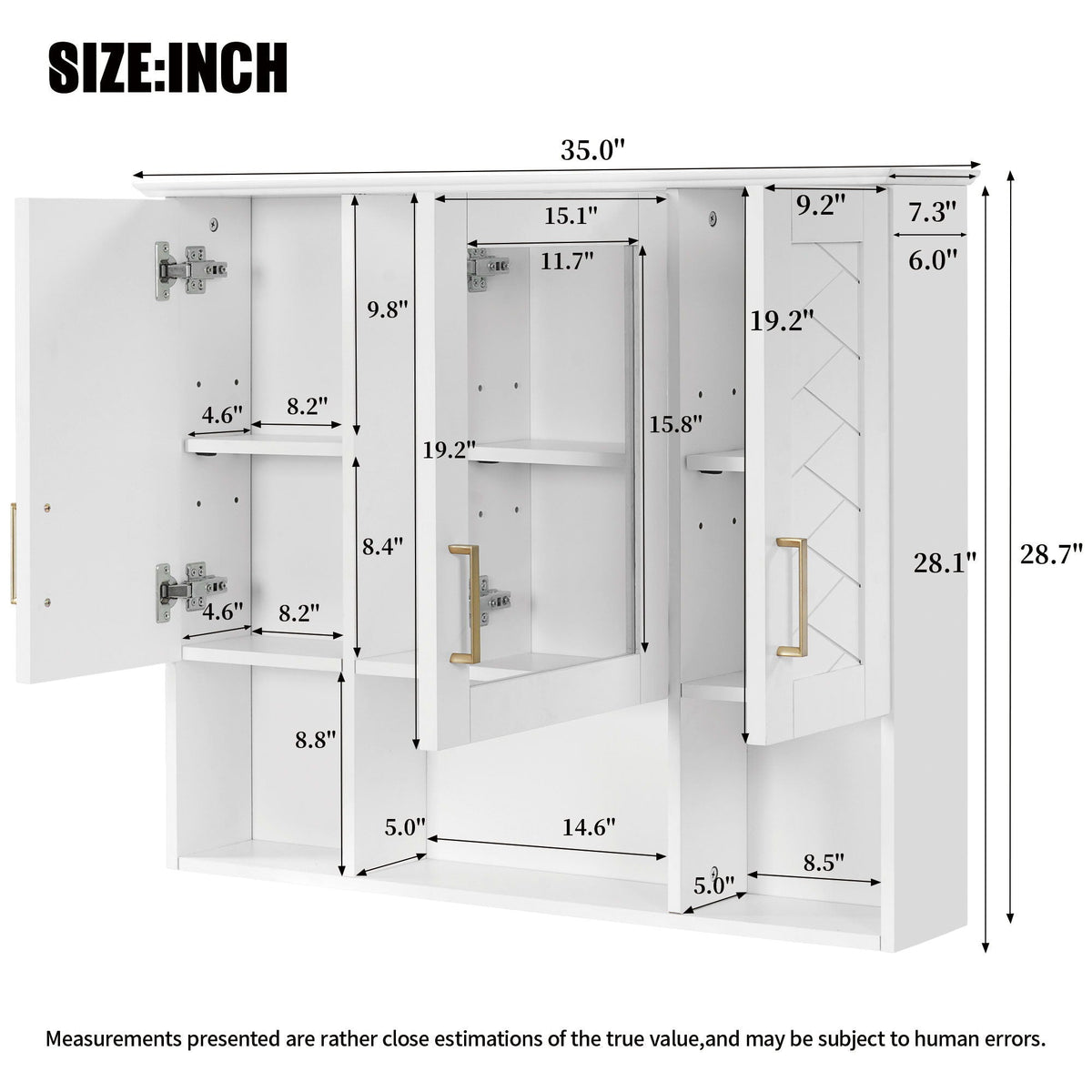 Modern Wall Mounted Medicine Cabinet With Adjustable Shelves