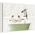 Sylvie Penguins in Fern Bath Framed Canvas