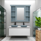 35 ''x 28' 'blue wall mounted bathroom storage cabinet with mirror door