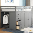 Loft Bed With Built In Wardrobes, Cabinets And Drawers