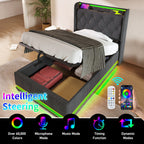 Upholstered Bed, Hydraulic Storage Bed (Without Mattress)