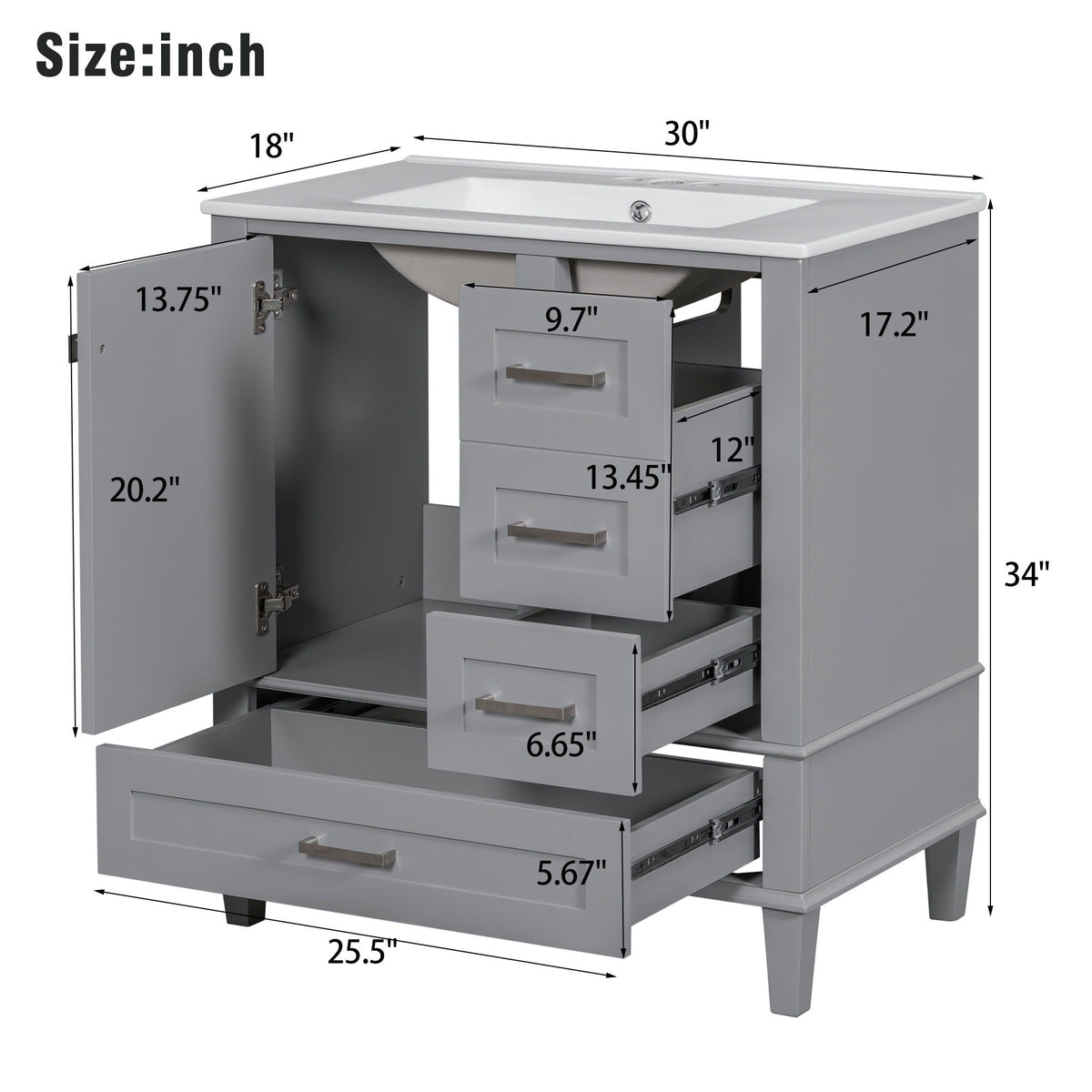 Modern Bathroom Cabinet With Sink Combo Set