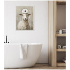 Sylvie Toilet Paper Roll on Cute Sheeps Head Bathroom Art Framed Canvas