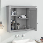 Wall Mounted Bathroom Storage Cabinet With Mirror, Cabinet With 6 Open Shelves