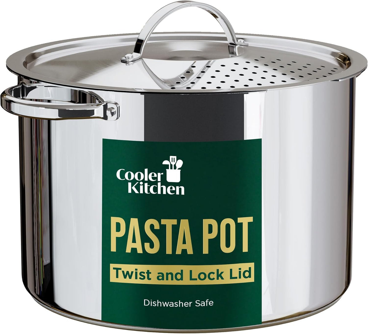 Stainless Steel Pasta Pot with Strainer Lid (5.5 Qt)