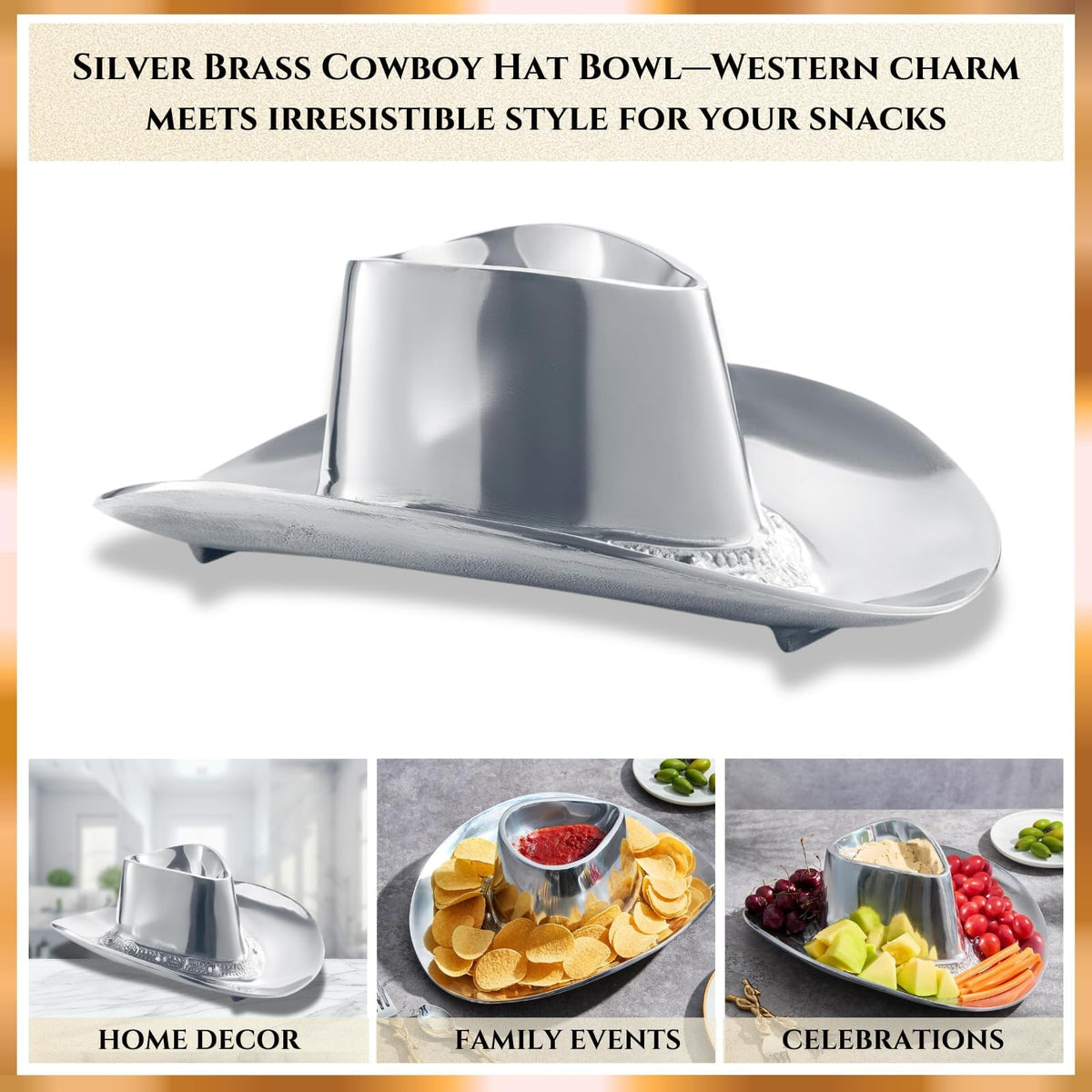 Cowboy Hat Chip and Dip Serving Bowl
