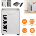 82L/21.6Gal Large Rolling Laundry Hamper Collapsible Tall Laundry Basket with Wheels