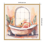 Sylvie Flamingo Bath Pastel Tropical Bathroom Watercolor Framed Canvas