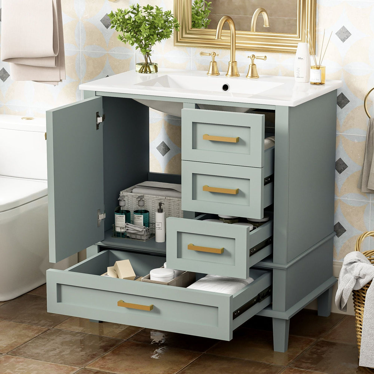 Modern Bathroom Cabinet With Sink Combo Set