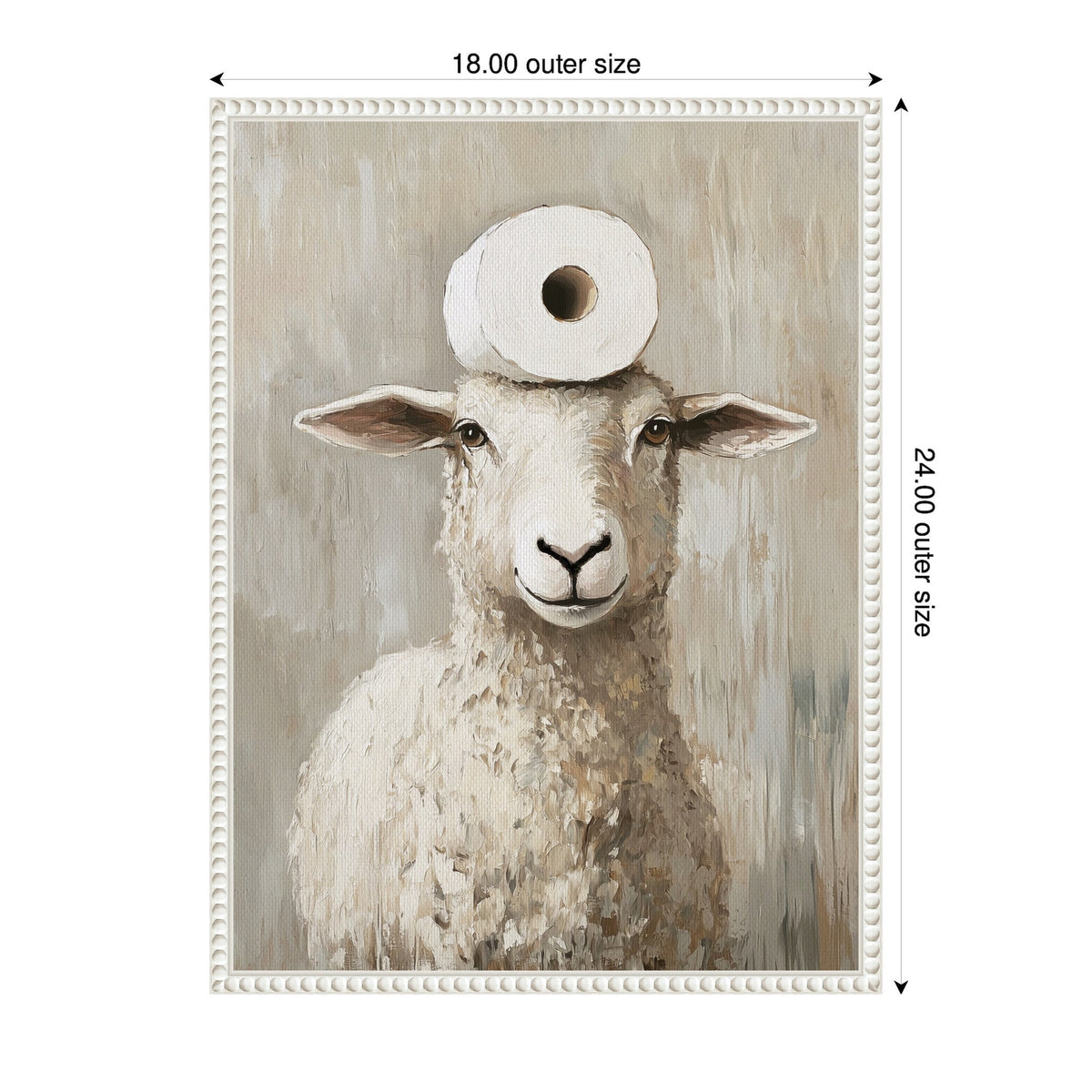 Sylvie Toilet Paper Roll on Cute Sheeps Head Bathroom Art Framed Canvas