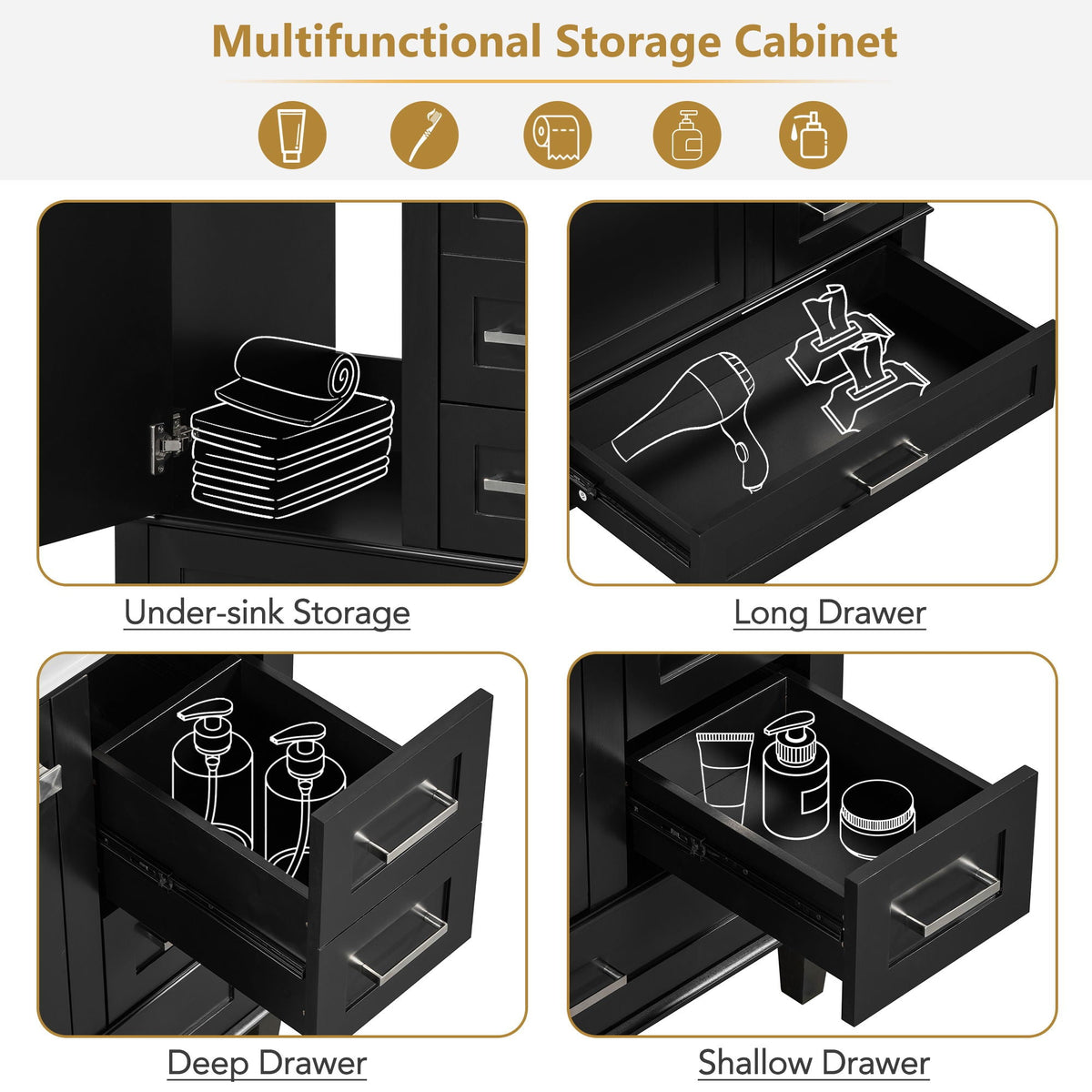 Modern Bathroom Cabinet With Sink Combo Set