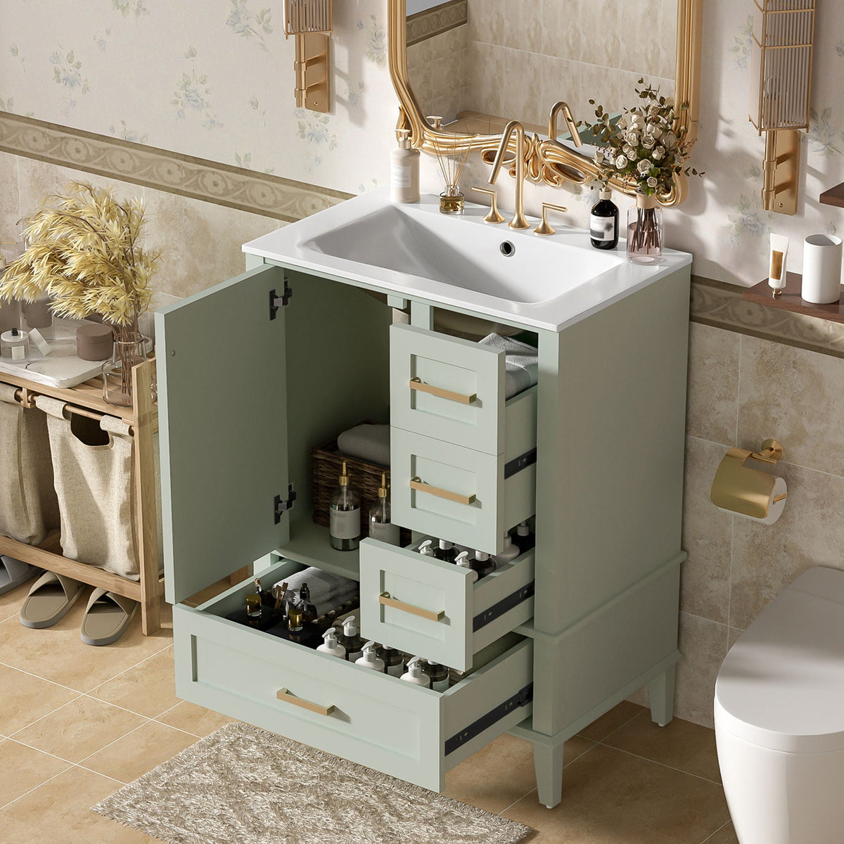 Modern Bathroom Cabinet With Sink Combo Set