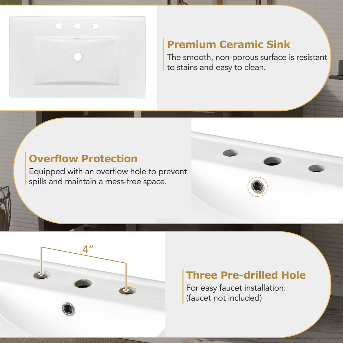 Modern Bathroom Cabinet With Sink Combo Set