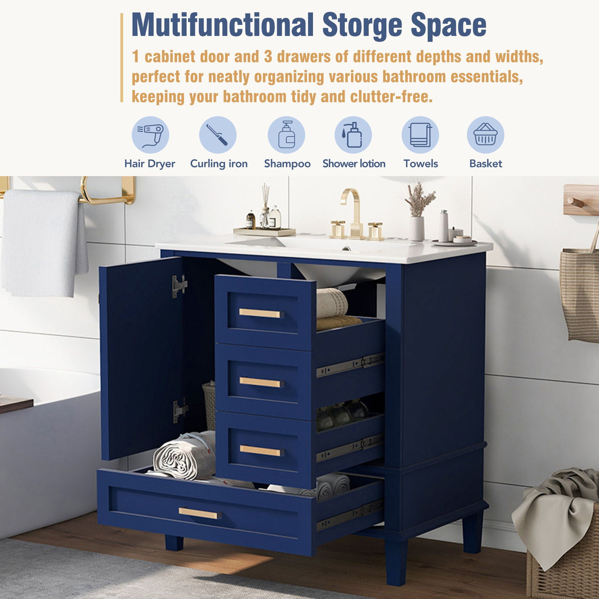 Modern Bathroom Cabinet With Sink Combo Set