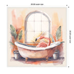 Sylvie Flamingo Bath Pastel Tropical Bathroom Watercolor Framed Canvas