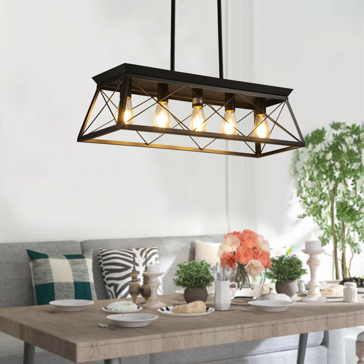5-light farmhouse pendant light