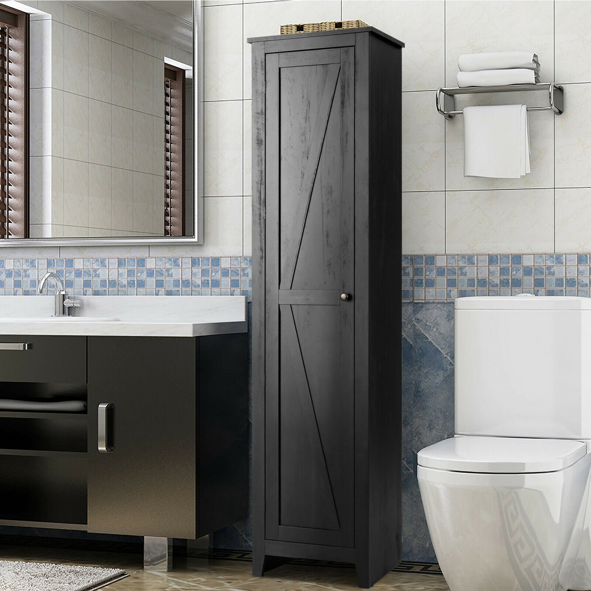 Linen Tower Bathroom Storage Cabinet