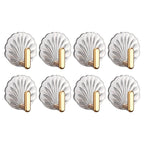 8pcs Self Adhesive Hook Decorative Hanger On Door Wall Adhesive Key Hanger Bathroom Towels Rack Cabinet Organizer Clothes Hanger Sea Shell Deluxe Shower Hooks Shaped Fun Design