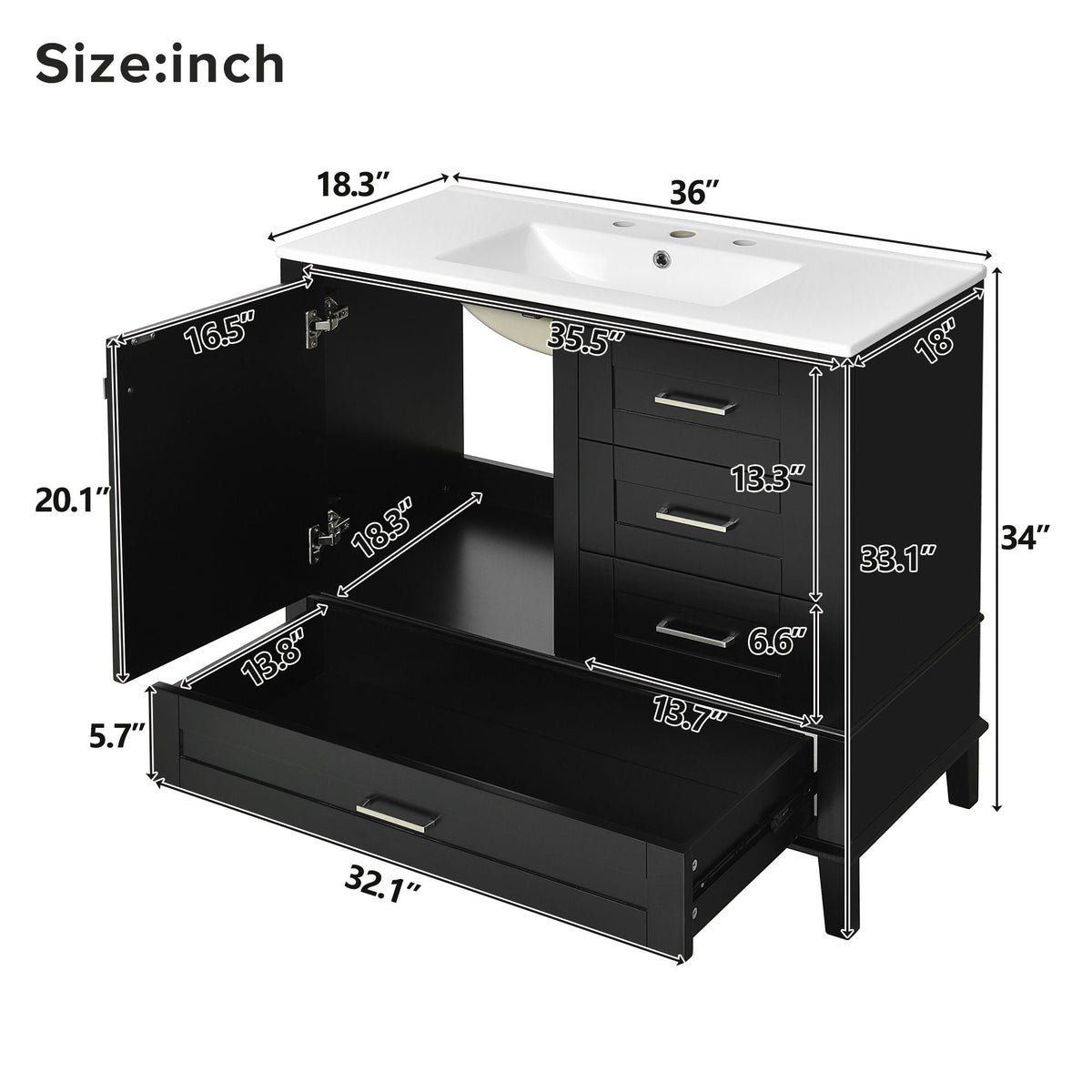Modern Bathroom Cabinet With Sink Combo Set