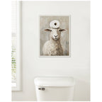 Sylvie Toilet Paper Roll on Cute Sheeps Head Bathroom Art Framed Canvas