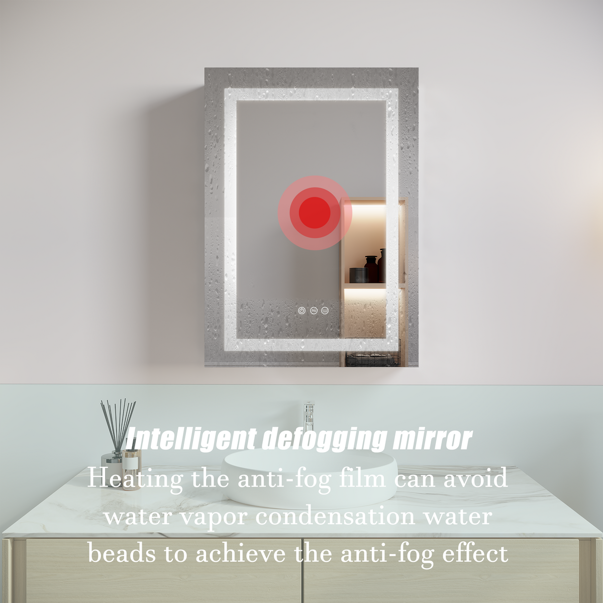 26x20 inch(Left Door) bathroom medicine cabinet with LED mirror