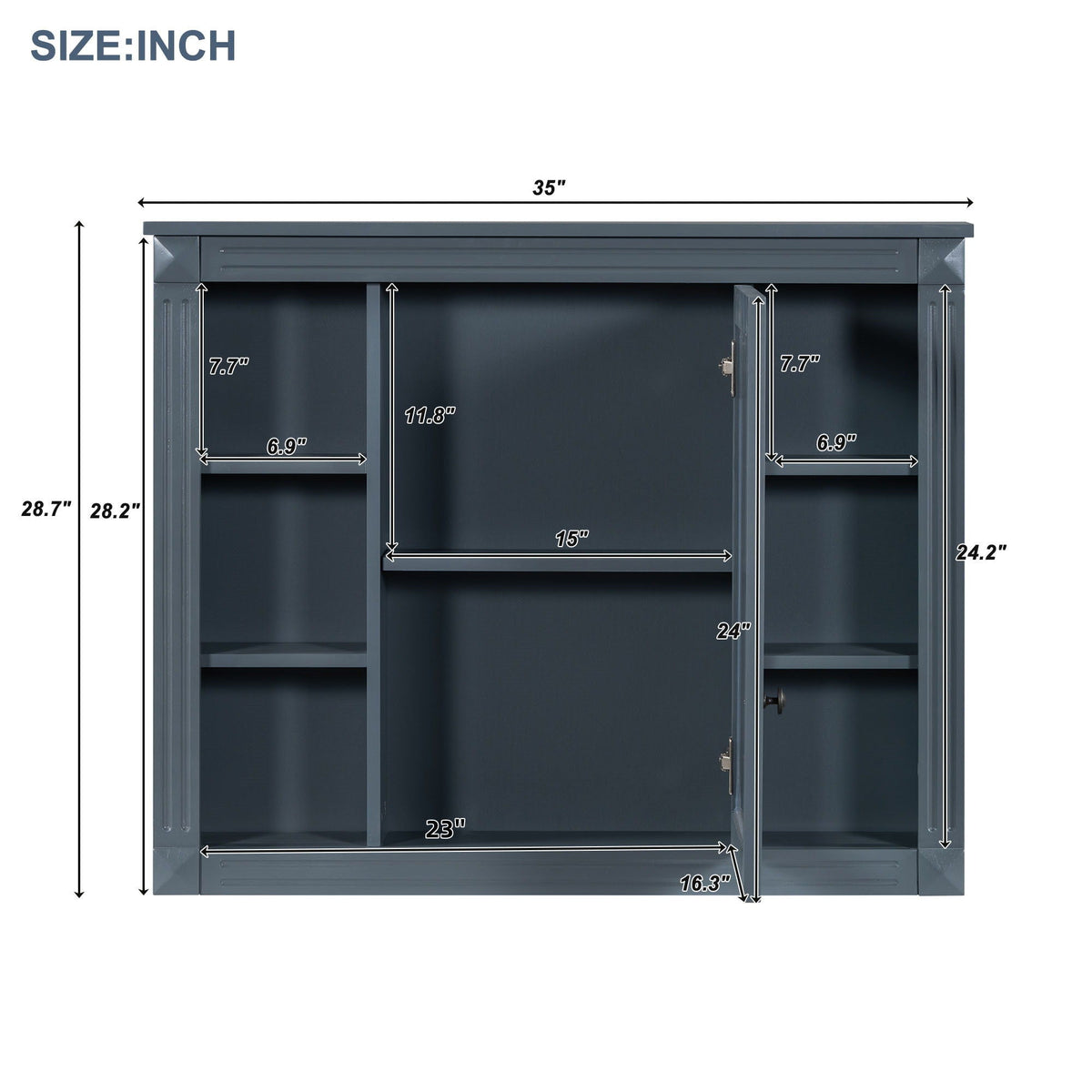 Wall Mounted Bathroom Storage Cabinet With Mirror, Cabinet With 6 Open Shelves