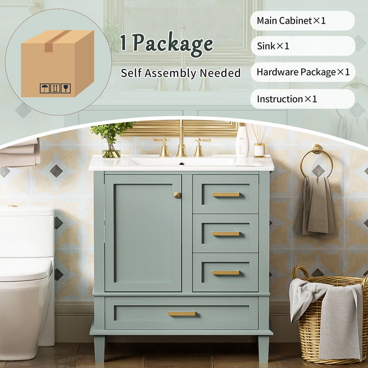 Modern Bathroom Cabinet With Sink Combo Set