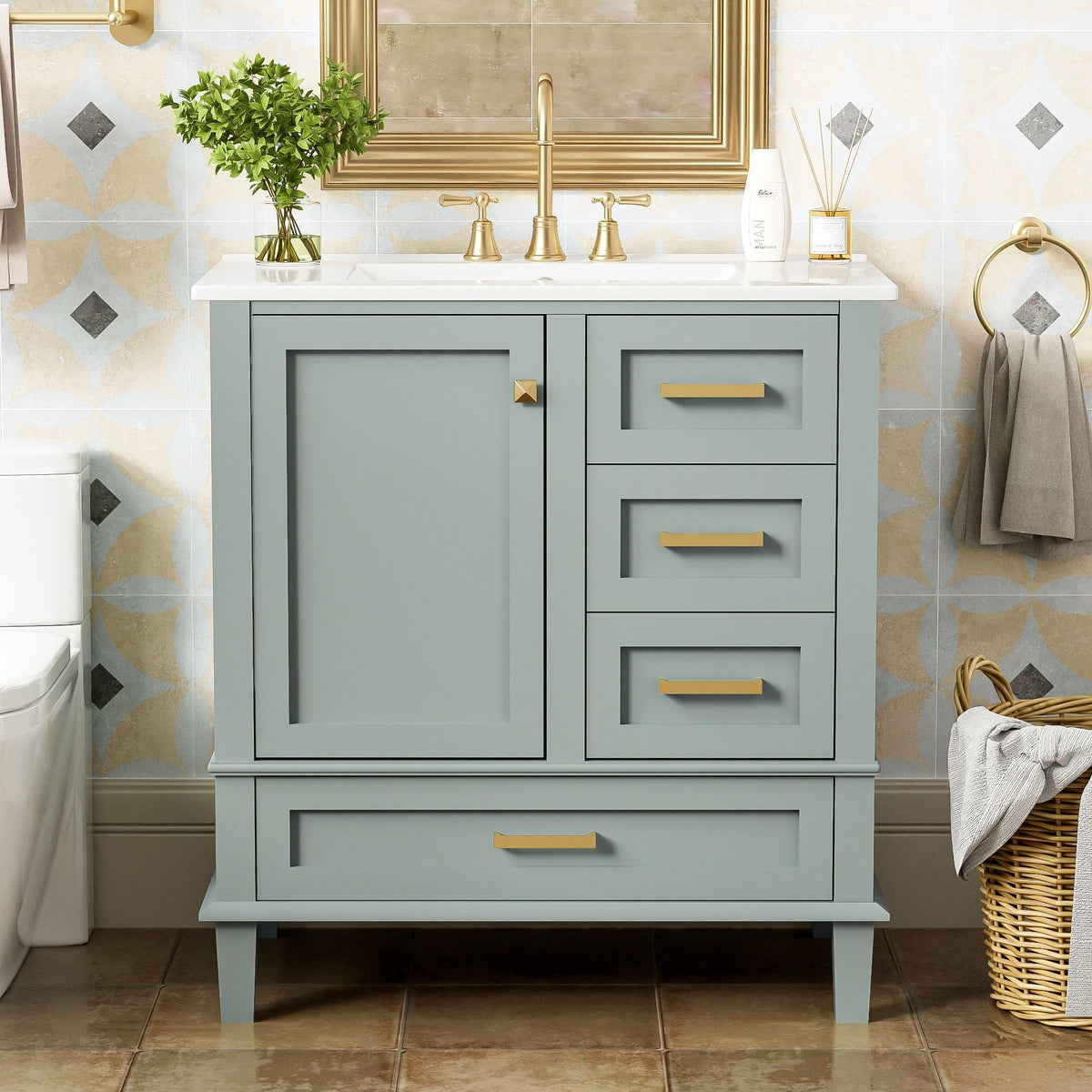Modern Bathroom Cabinet With Sink Combo Set