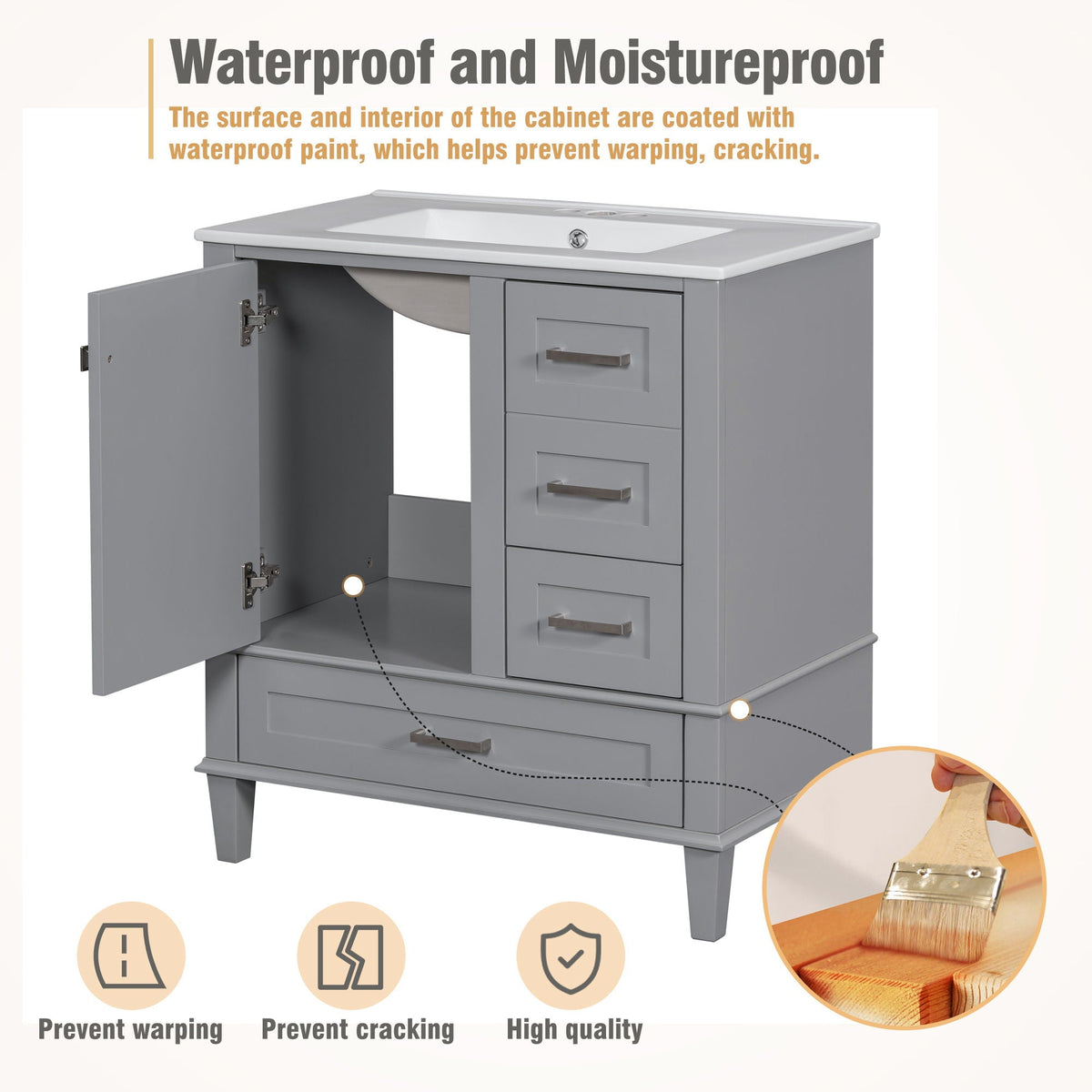 Modern Bathroom Cabinet With Sink Combo Set