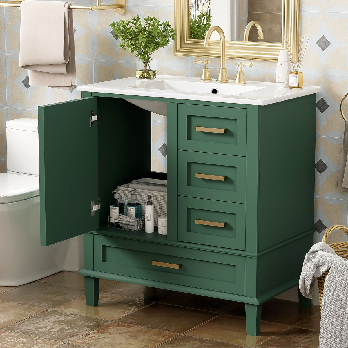 Modern Bathroom Cabinet With Sink Combo Set