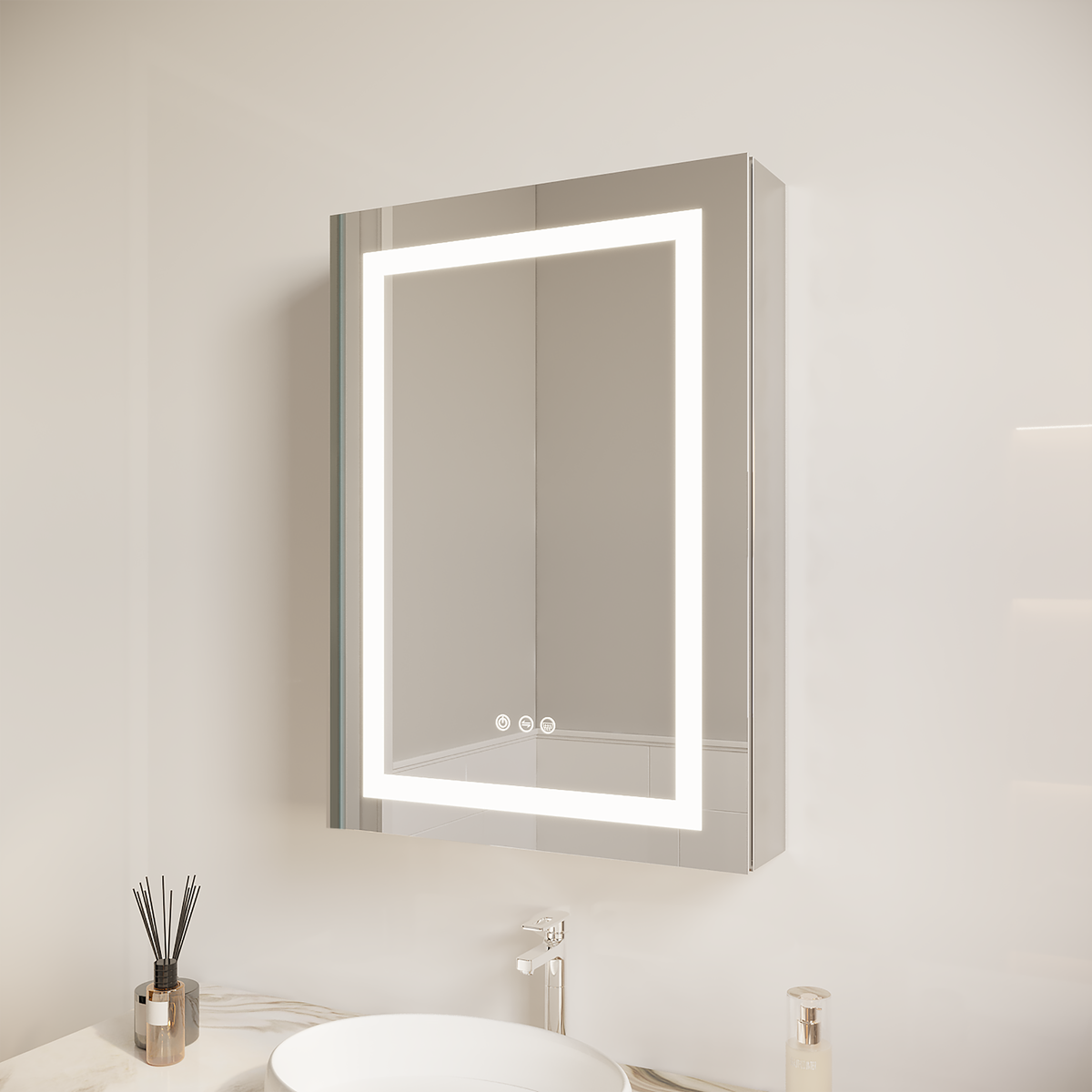 26x20 inch(Left Door) bathroom medicine cabinet with LED mirror