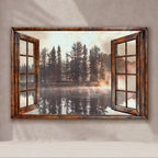 Foggy Autumn Lake View