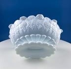 Antique Westmoreland Milk Glass Bowl with Embossed Grapes & Vines