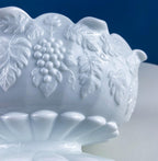 Antique Westmoreland Milk Glass Bowl with Embossed Grapes & Vines