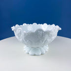 Antique Westmoreland Milk Glass Bowl with Embossed Grapes & Vines