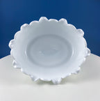 Antique Westmoreland Milk Glass Bowl with Embossed Grapes & Vines